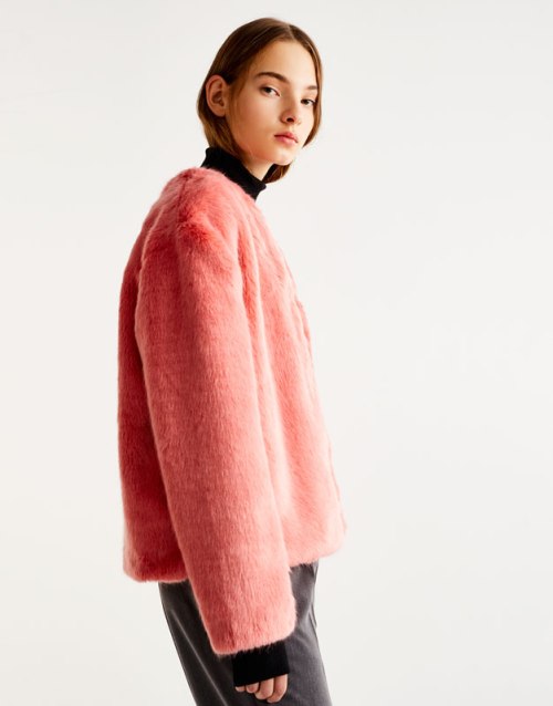 Fausse fourrure pull and bear hiver manteau
