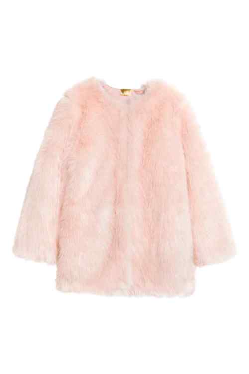 veste rose clair fausse fourrure h&amp;m