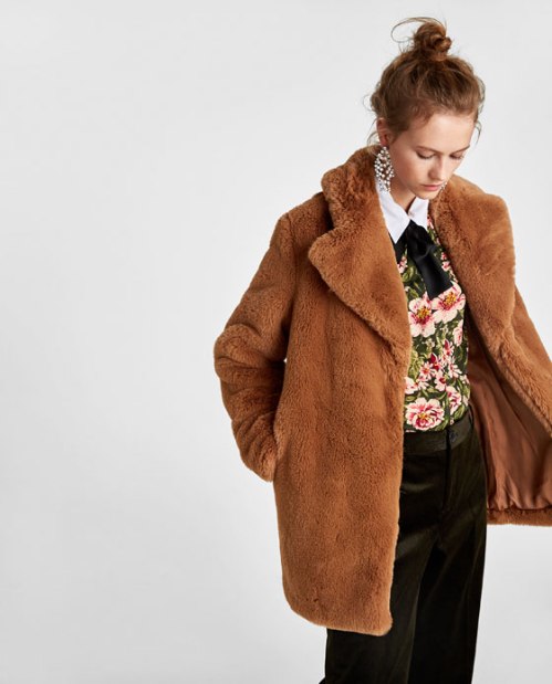 VESTE TEXTURÉE EFFET FOURRURE manteau hiver