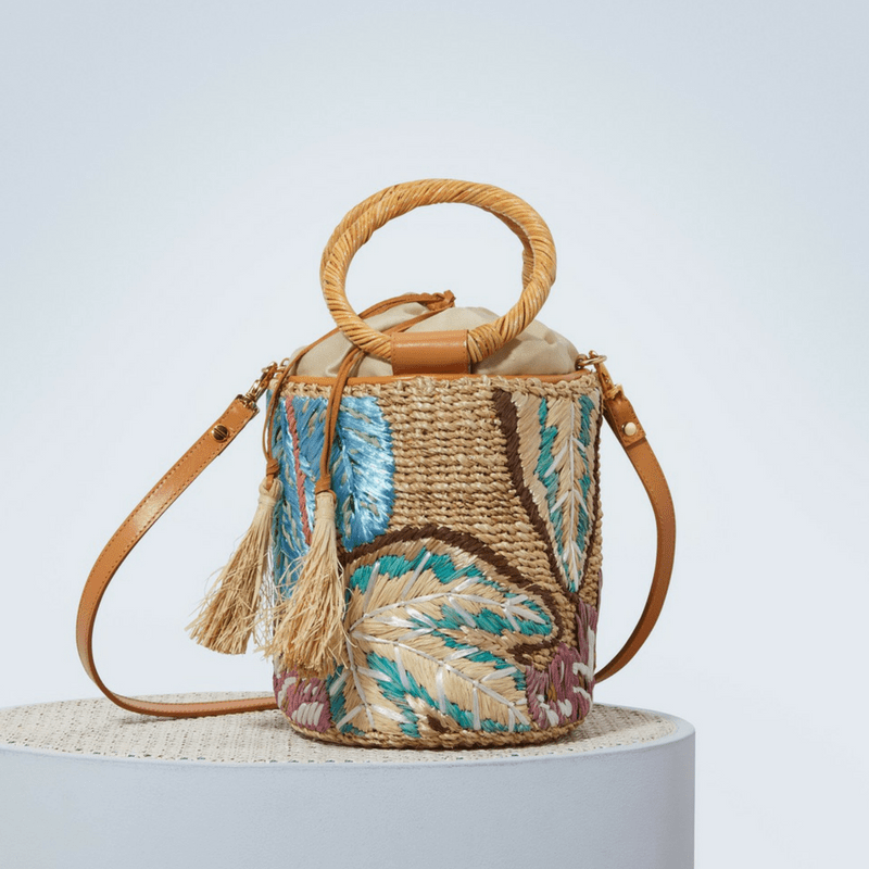 aranaz panier brodé osier Cecilia raphia paille