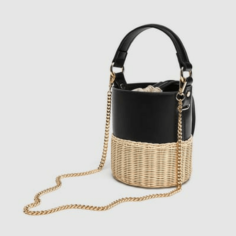 sac cuir raphia bandoulliere zara