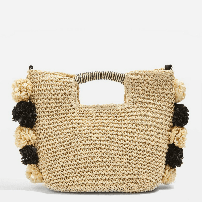 sac pompom raphia osier cabas topshop