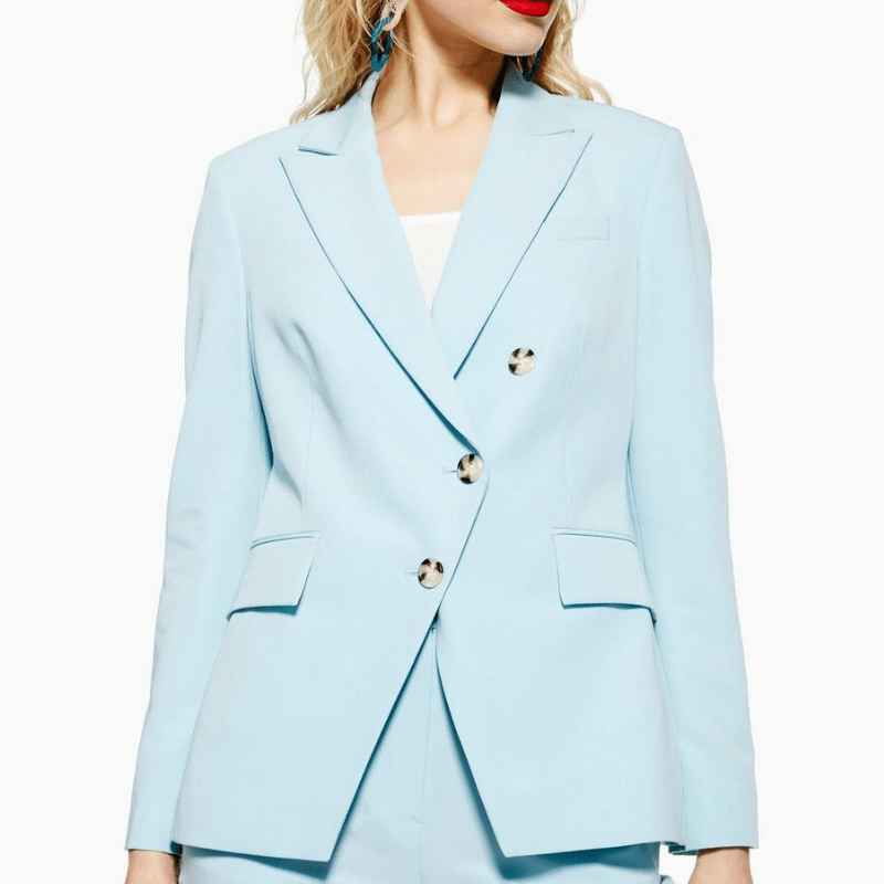 Blazer asymétrique-bleu-ciel-veste-femme-Topshop