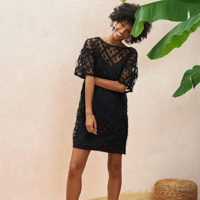 tenue-robe-invitée-mariage-ottodame-noir-courte
